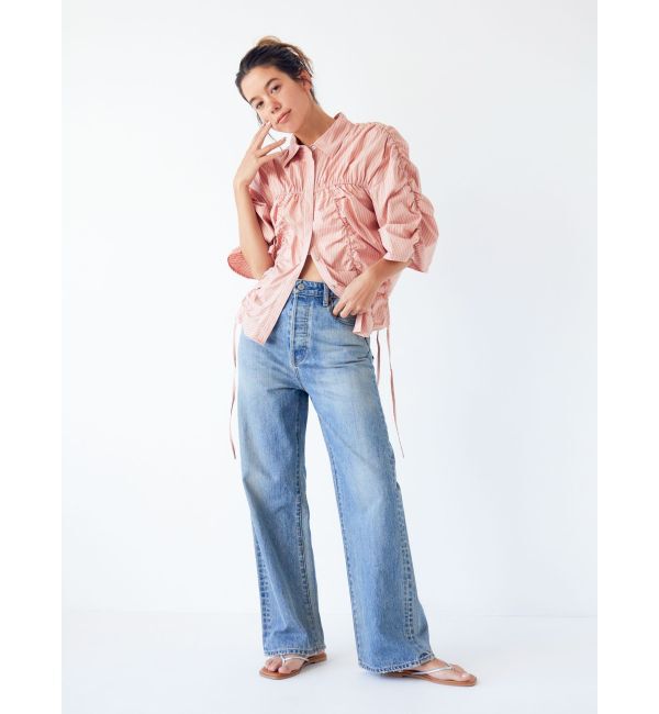 Ungrid「ギャザーデザインハーフスリーブシャツ」|シャツ・ブラウス|