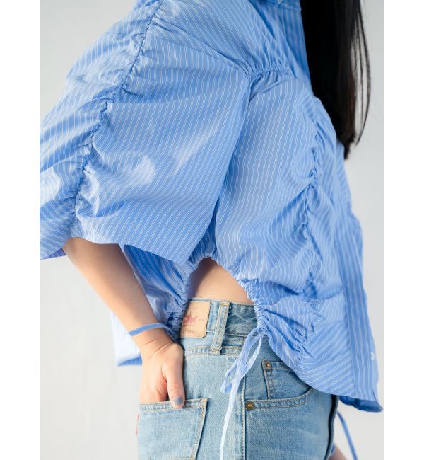 Ungrid「ギャザーデザインハーフスリーブシャツ」|シャツ・ブラウス|