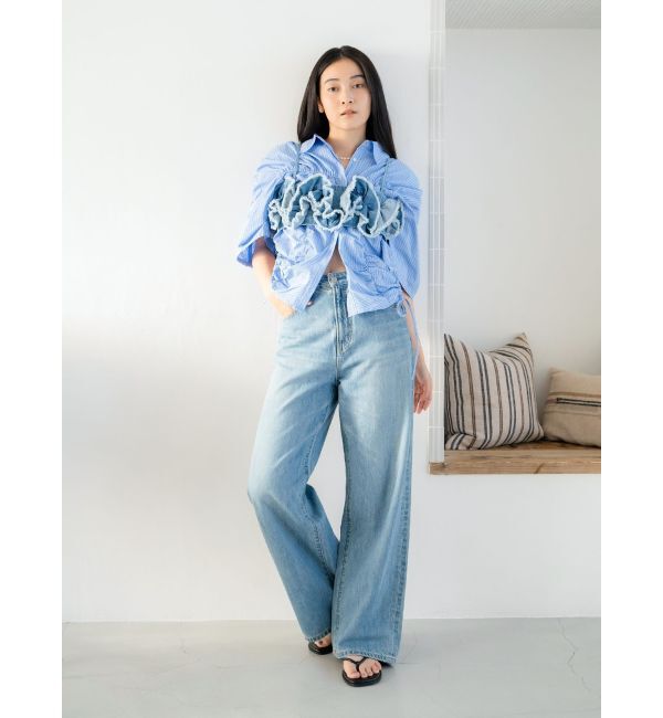 Ungrid「ギャザーデザインハーフスリーブシャツ」|シャツ・ブラウス|