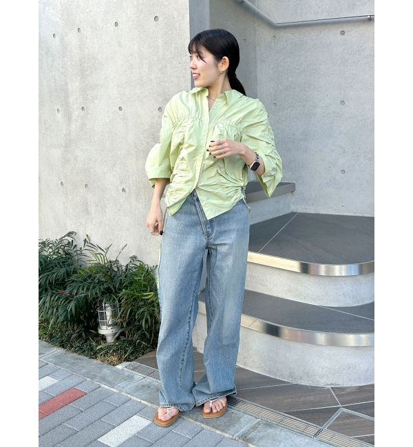 Ungrid「ギャザーデザインハーフスリーブシャツ」|シャツ・ブラウス|