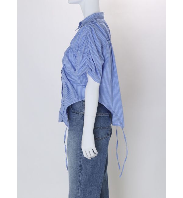 Ungrid「ギャザーデザインハーフスリーブシャツ」|シャツ・ブラウス|