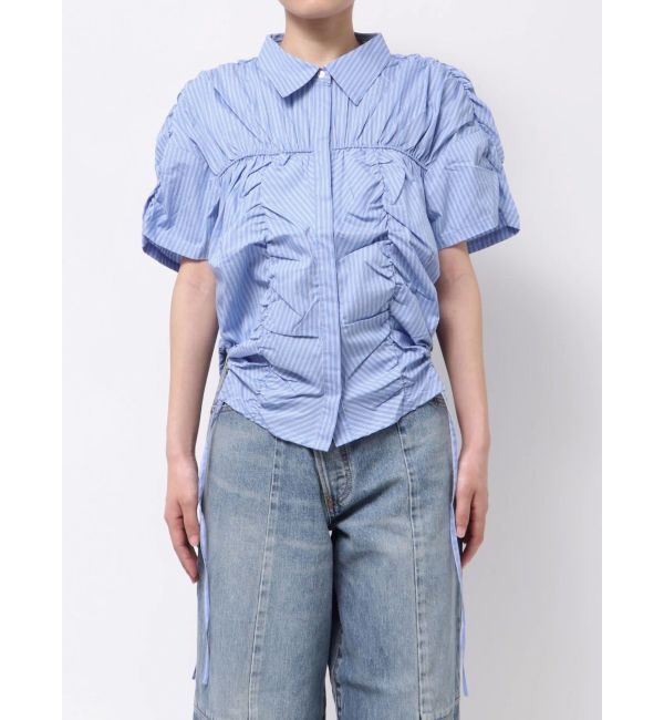 Ungrid「ギャザーデザインハーフスリーブシャツ」|シャツ・ブラウス|