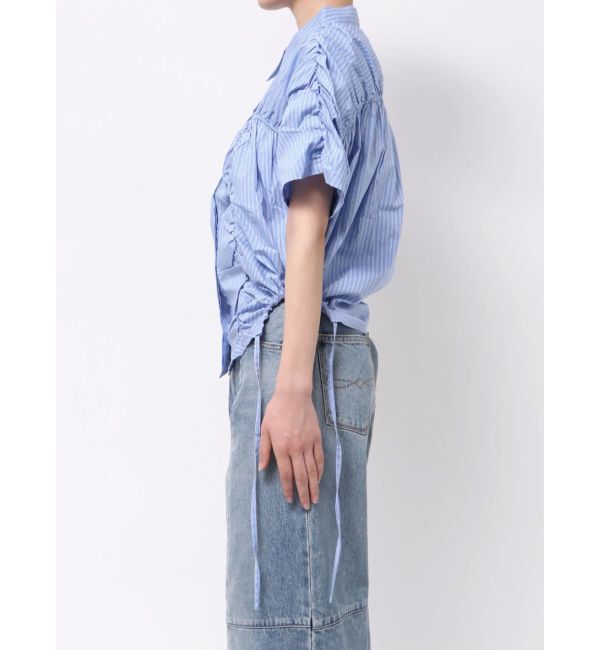 Ungrid「ギャザーデザインハーフスリーブシャツ」|シャツ・ブラウス|