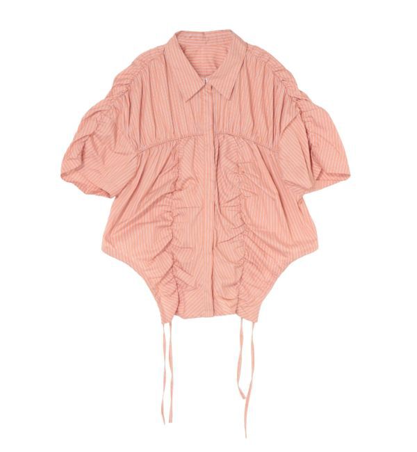 Ungrid「ギャザーデザインハーフスリーブシャツ」|シャツ・ブラウス|