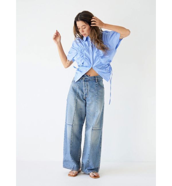 Ungrid「ギャザーデザインハーフスリーブシャツ」|シャツ・ブラウス|