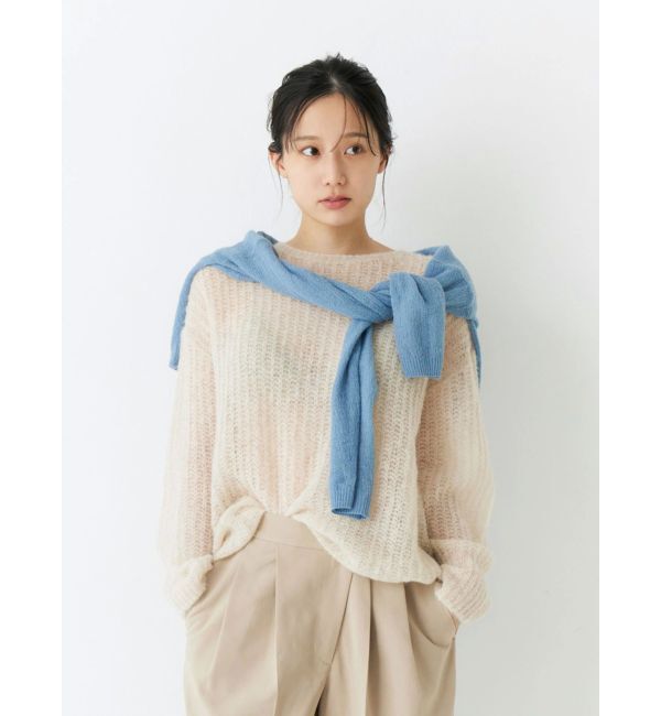 Ungrid「アルパカ混透かし編みニット」|ニット・セーター|アイボリー