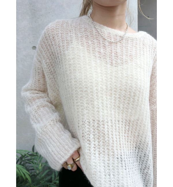 Ungrid「アルパカ混透かし編みニット」|ニット・セーター|
