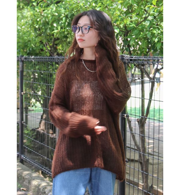 Ungrid「アルパカ混透かし編みニット」|ニット・セーター|