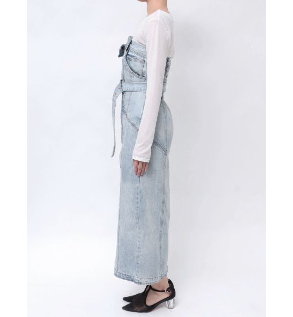 LAGUNAMOON「デニムアシンメトリーZIPベアワンピース」|ワンピース|