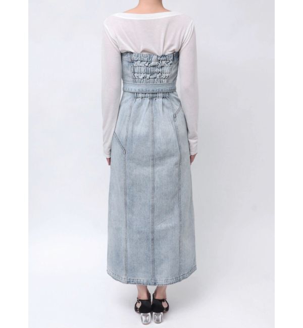 LAGUNAMOON「デニムアシンメトリーZIPベアワンピース」|ワンピース|