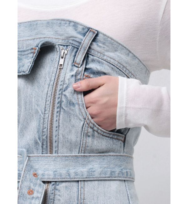 LAGUNAMOON「デニムアシンメトリーZIPベアワンピース」|ワンピース|
