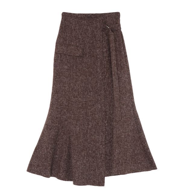 LAGUNAMOON「ツイードウエストアシメナローフレアスカート」|スカート|ブラウン