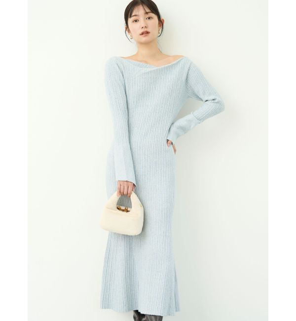 LAGUNAMOON「アシンメトリーネックフレアニットワンピース」|ワンピース|