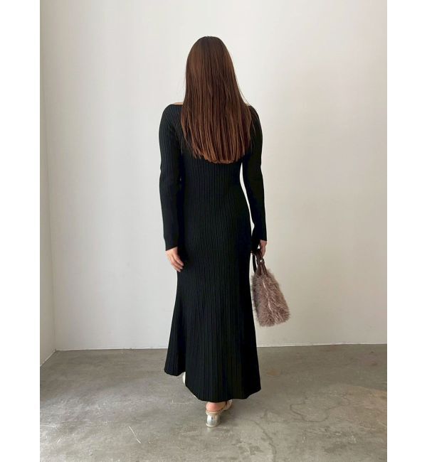 LAGUNAMOON「アシンメトリーネックフレアニットワンピース」|ワンピース|