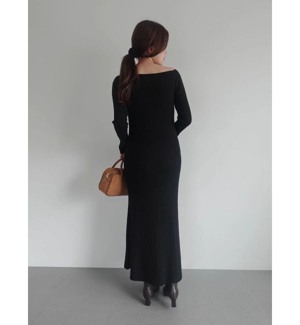 LAGUNAMOON「アシンメトリーネックフレアニットワンピース」|ワンピース|