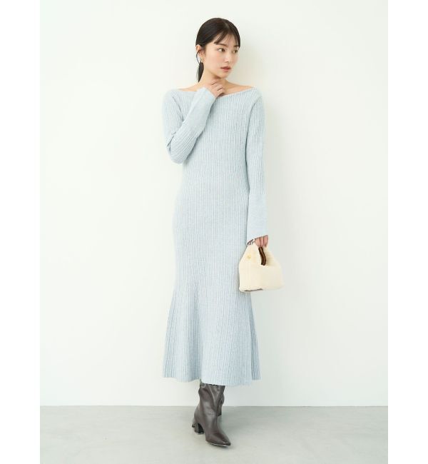 LAGUNAMOON「アシンメトリーネックフレアニットワンピース」|ワンピース|