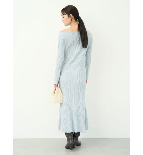 LAGUNAMOON「アシンメトリーネックフレアニットワンピース」|ワンピース|