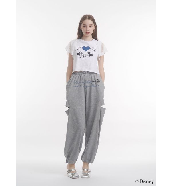 jouetie「【Mickey&Minnie】ILOVEレースリメイクトップス」|Tシャツ・カットソー|