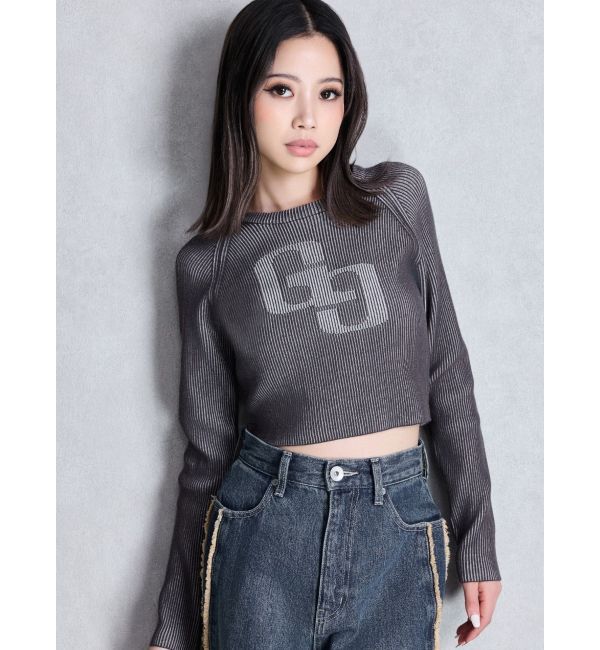 GYDA「GG two color scheme ニットトップス」|ニット・セーター|ブラック