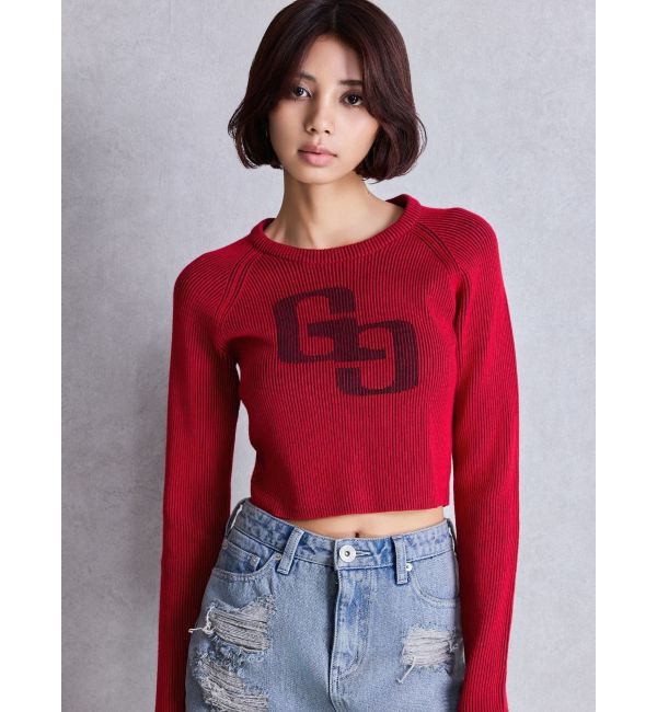 GYDA「GG two color scheme ニットトップス」|ニット・セーター|レッド