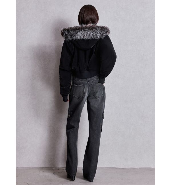 GYDA「ハイウエスト CUT OUT CARGOワイトデニムパンツ」|デニム|