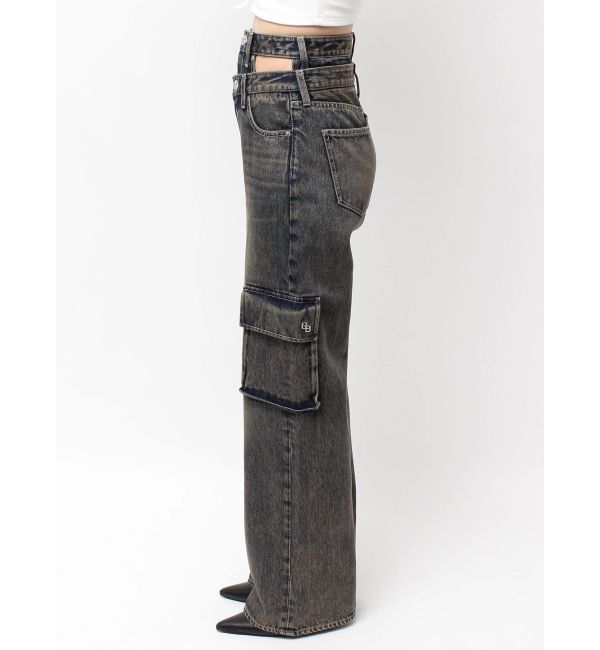 GYDA「ハイウエスト CUT OUT CARGOワイトデニムパンツ」|デニム|