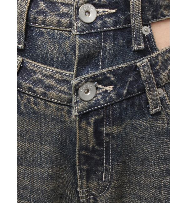 GYDA「ハイウエスト CUT OUT CARGOワイトデニムパンツ」|デニム|