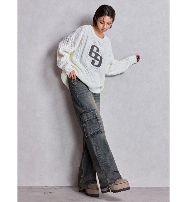 GYDA「ハイウエスト CUT OUT CARGOワイトデニムパンツ」|デニム|