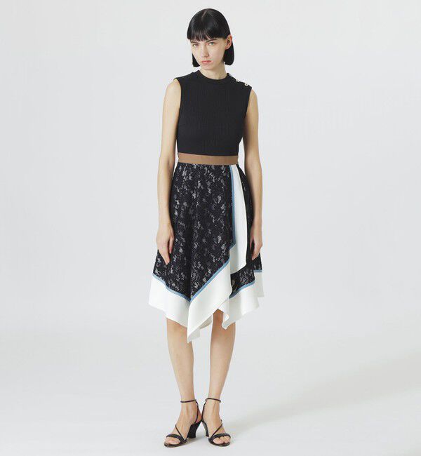  「【手洗い可】レースカラーブロックワンピース」|ワンピース|