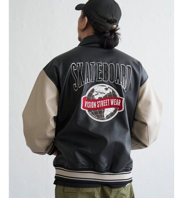 VENCE share style「【ユニセックス】VISION STREET WEAR ビジョンストリートウェア フェイクレザーブルゾン」|ブルゾン・スタジャン|