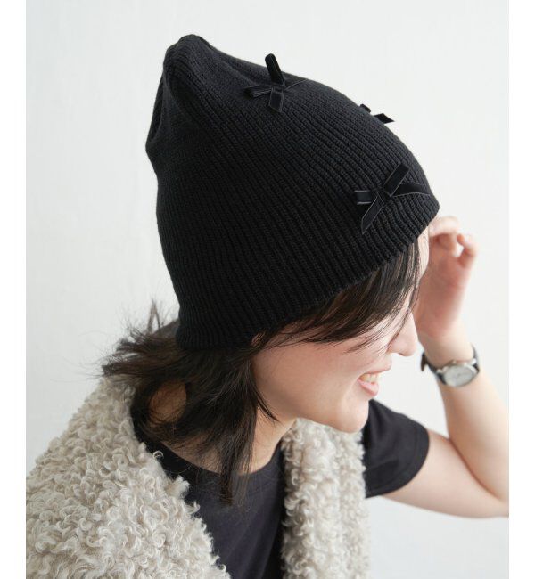 VENCE share style「ベロアリボンニット帽」|ニット帽|