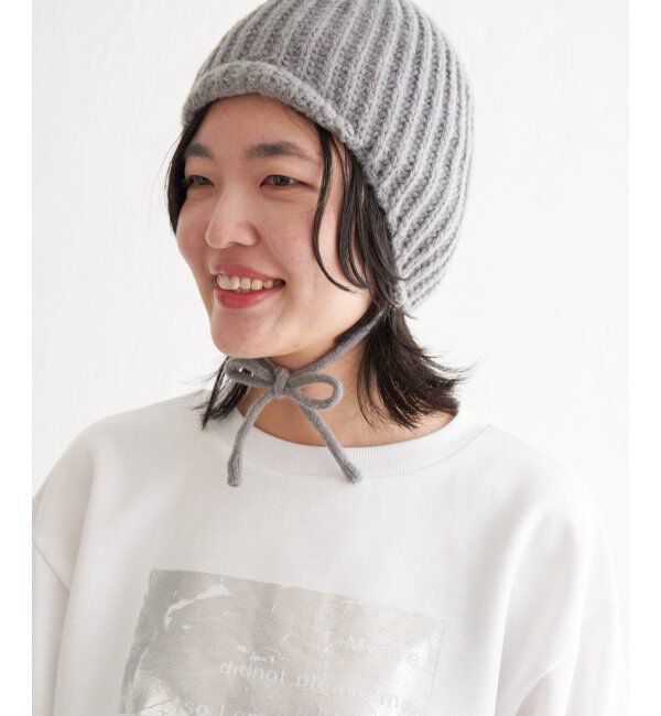VENCE share style「耳付きニット帽」|ニット帽|グレー
