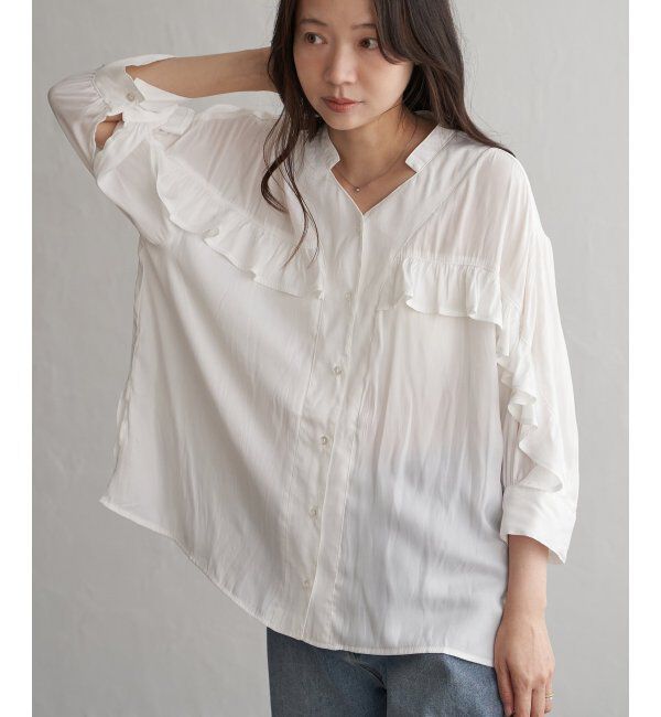 VENCE share style「袖フリルブラウス」|シャツ・ブラウス|オフホワイト