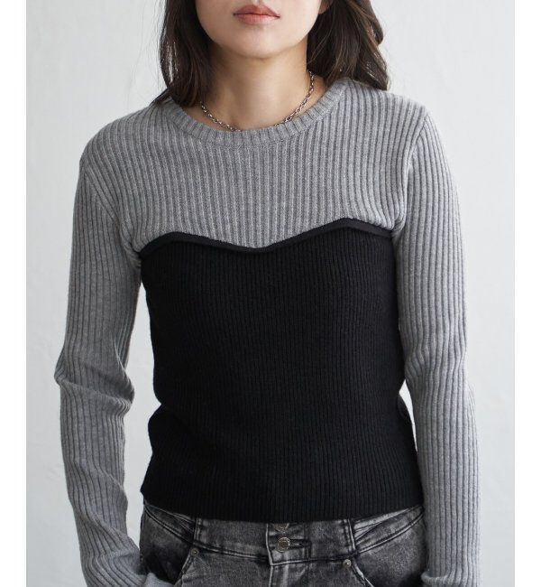 VENCE share style「ウールライクビスチェ見え配色プルオーバー」|タンクトップ|
