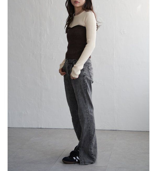 VENCE share style「ウールライクビスチェ見え配色プルオーバー」|タンクトップ|