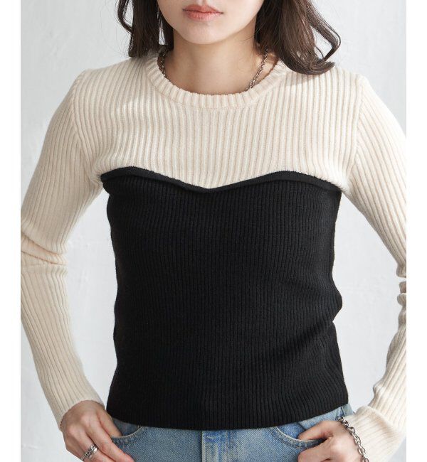 VENCE share style「ウールライクビスチェ見え配色プルオーバー」|タンクトップ|