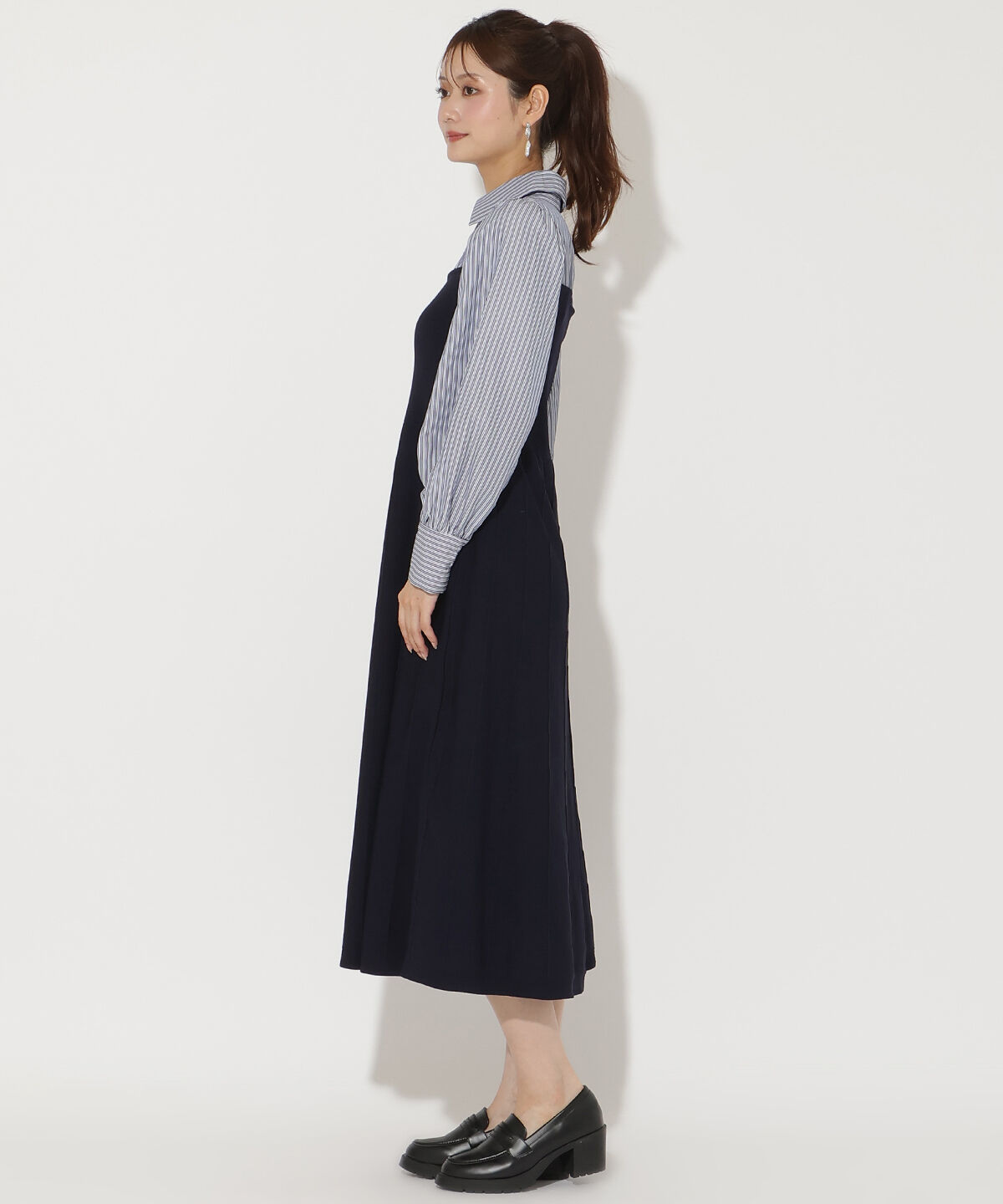 アンドクチュール「ニットビスチェ風スキッパーワンピース」|ワンピース|