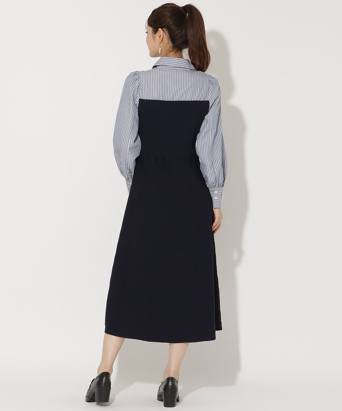 アンドクチュール「ニットビスチェ風スキッパーワンピース」|ワンピース|