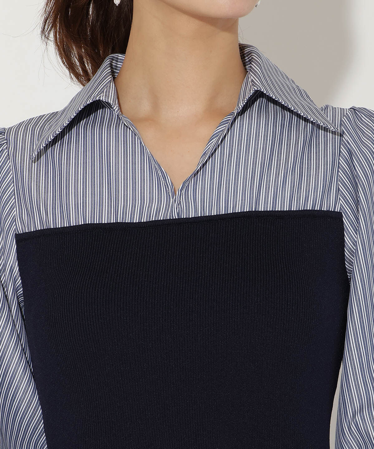 アンドクチュール「ニットビスチェ風スキッパーワンピース」|ワンピース|