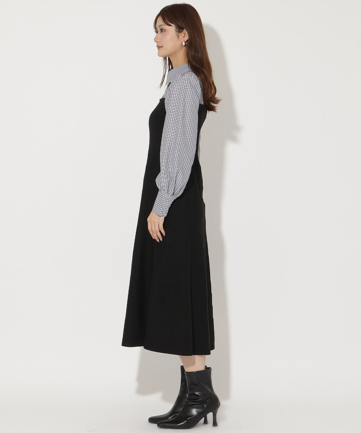 アンドクチュール「ニットビスチェ風スキッパーワンピース」|ワンピース|