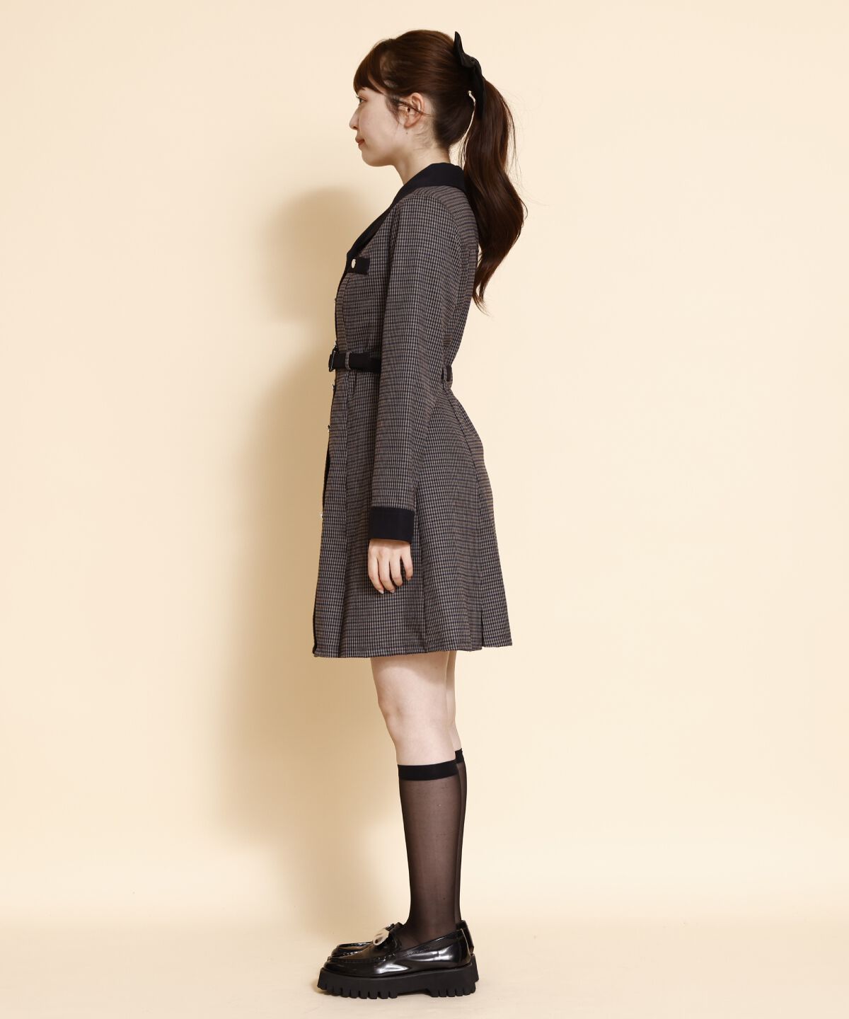 REDYAZEL「チェックバイカラーミニシャツワンピース」|ワンピース|