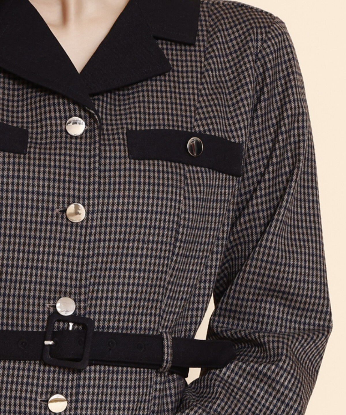 REDYAZEL「チェックバイカラーミニシャツワンピース」|ワンピース|