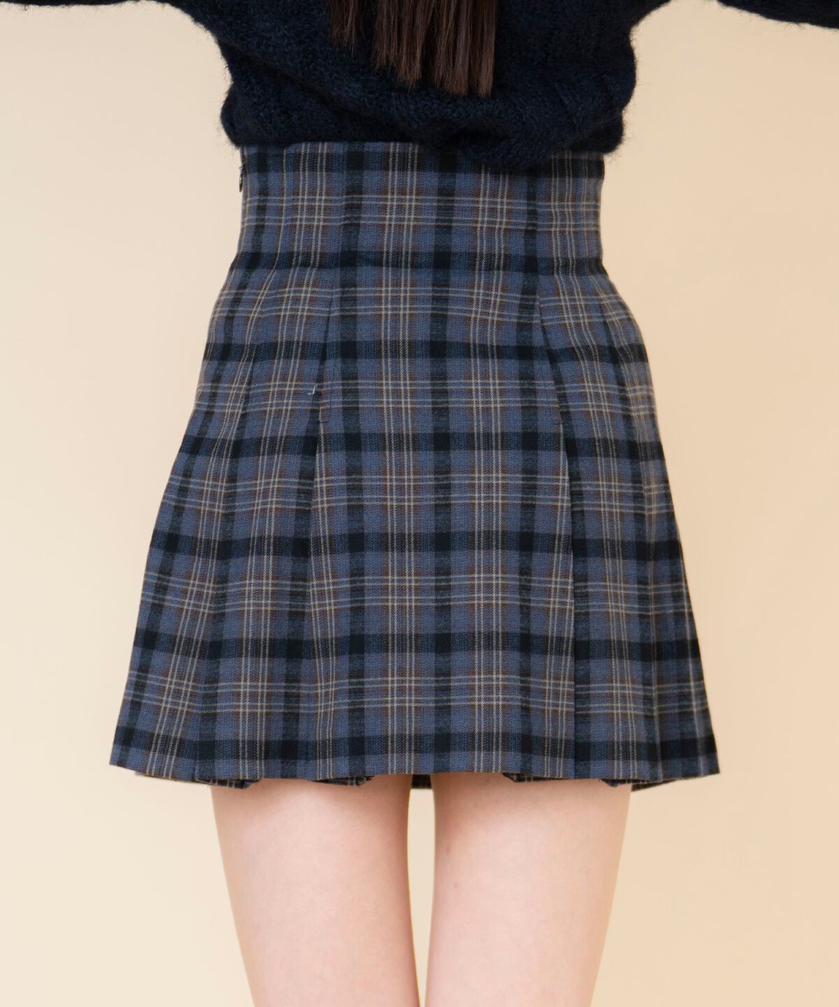 REDYAZEL「ハイウエストチェックミニスカート」|フレア|