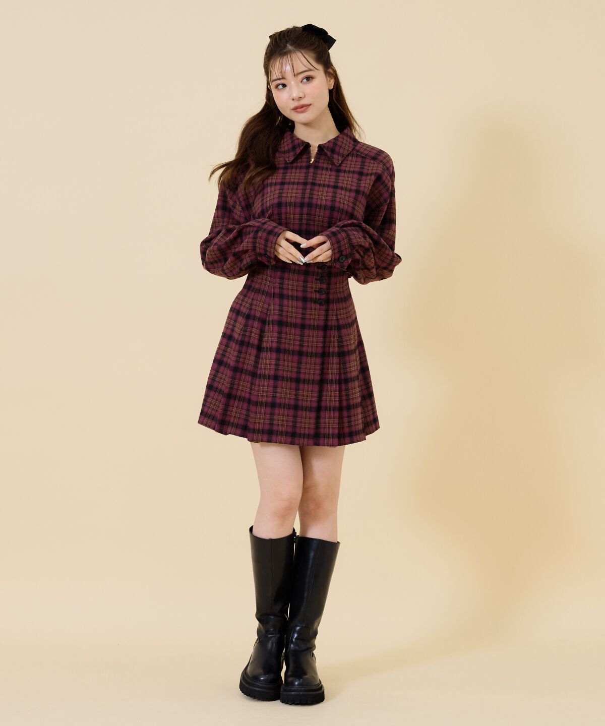 REDYAZEL「フロントジップチェックショートブルゾン」|ブルゾン・スタジャン|