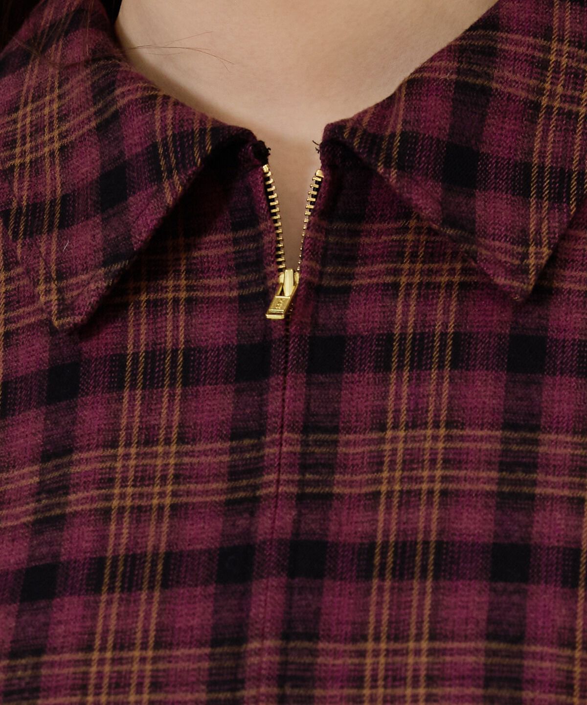 REDYAZEL「フロントジップチェックショートブルゾン」|ブルゾン・スタジャン|