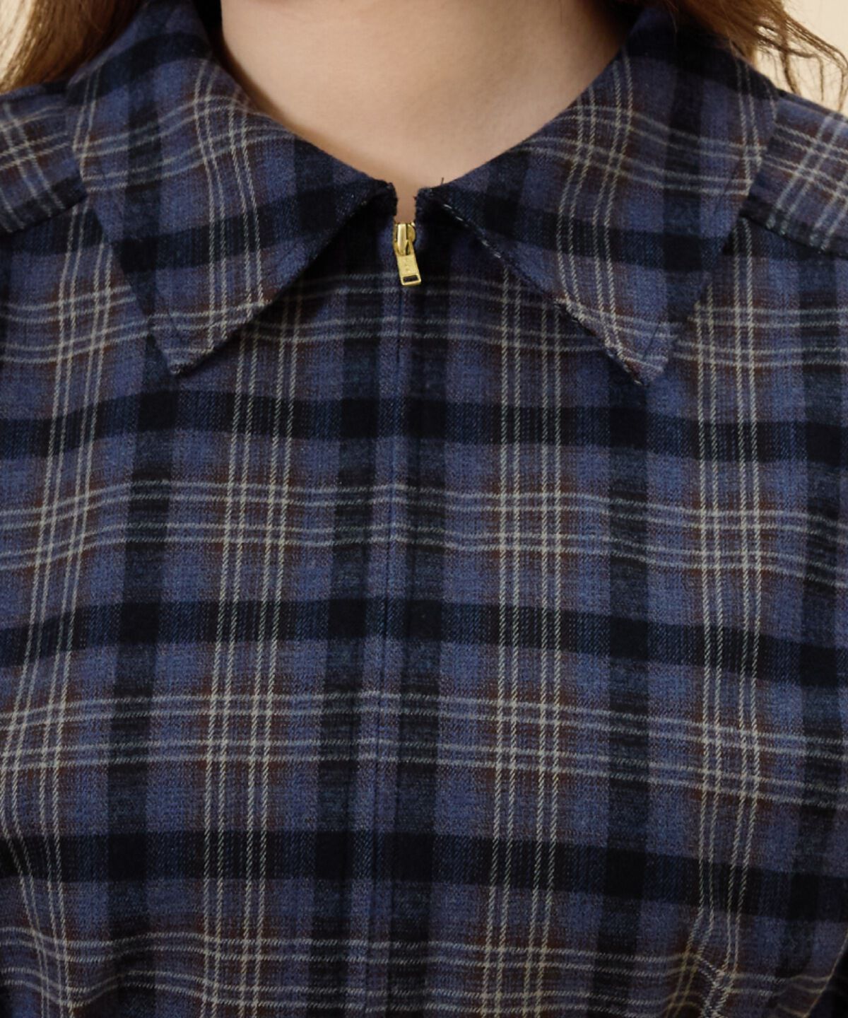 REDYAZEL「フロントジップチェックショートブルゾン」|ブルゾン・スタジャン|