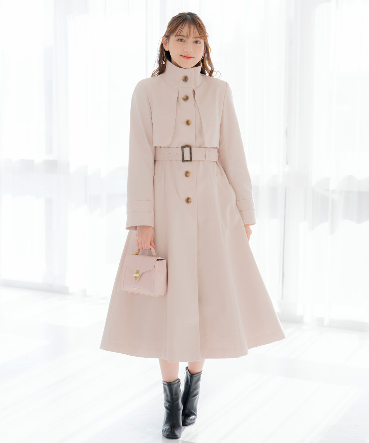 WILLSELECTION「スタンドカラーシングルトレンチコート」|トレンチコート|ピンク