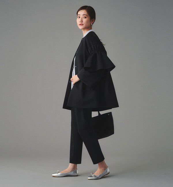 UNITED ARROWS「SPONGY フレアスリーブ コート」|ノーカラーコート|