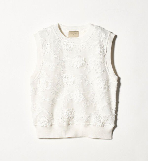 UNITED ARROWS「エンブロイダリーフラワー メッシュ ベスト」|ベスト・ジレ|OFF WHITE