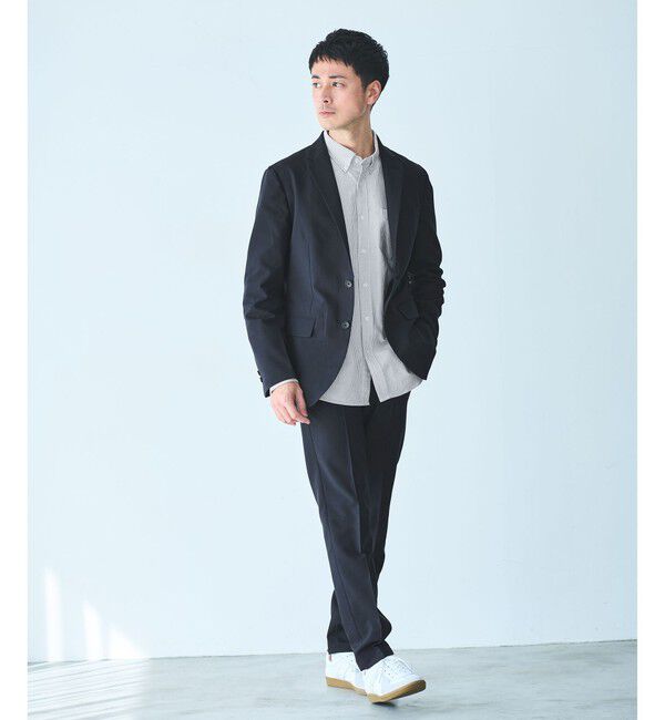 UNITED ARROWS green label relaxing「【WEB限定】JUST fit ドライPEスリムセットアップ ジャケット＆パンツ -吸水速乾・防シワ-」|テーラードジャケット|NAVY